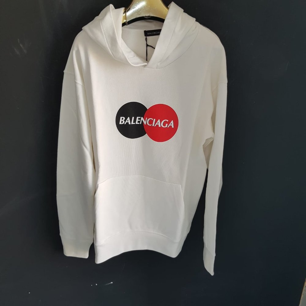 Balenciaga Logo Printed White Hoodie